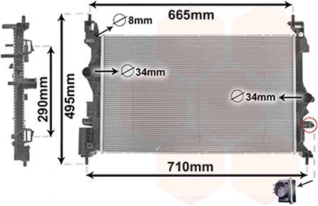 Radiateur du moteur VAN WEZEL 37012716 VAN WEZEL 37012716: Radiateur moteur Opel CORSA 2017