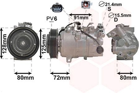 VAN WEZEL Compressor, ar condicionado 4300K628 4300K628 Compressor do ac RENAULT CLIO VAN WEZEL