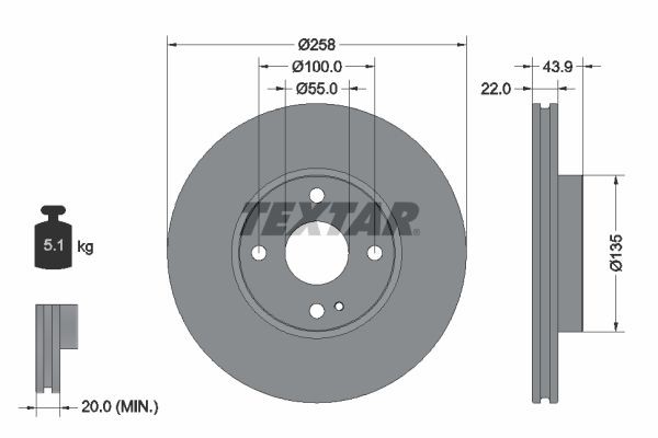 TEXTAR Bromsskiva 92300903 92300903 TEXTAR bromsskivor MAZDA 323