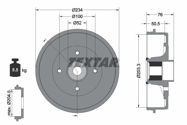 TEXTAR Bremstrommel 94045000 Bremstrommeln TEXTAR OPIRUS 94045000 günstig