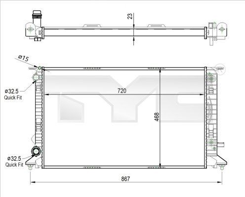 TYC Radiateur 702-0037-R Fiat FREEMONT Radiateur, koelvloeistof TYC 702-0037-R