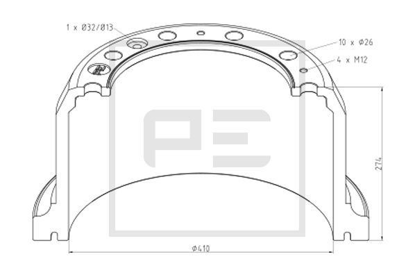 PETERS ENNEPETAL Bremstrommel 226.012-00A Bremstrommeln PETERS ENNEPETAL Volkswagen CADDY 226.012-00A