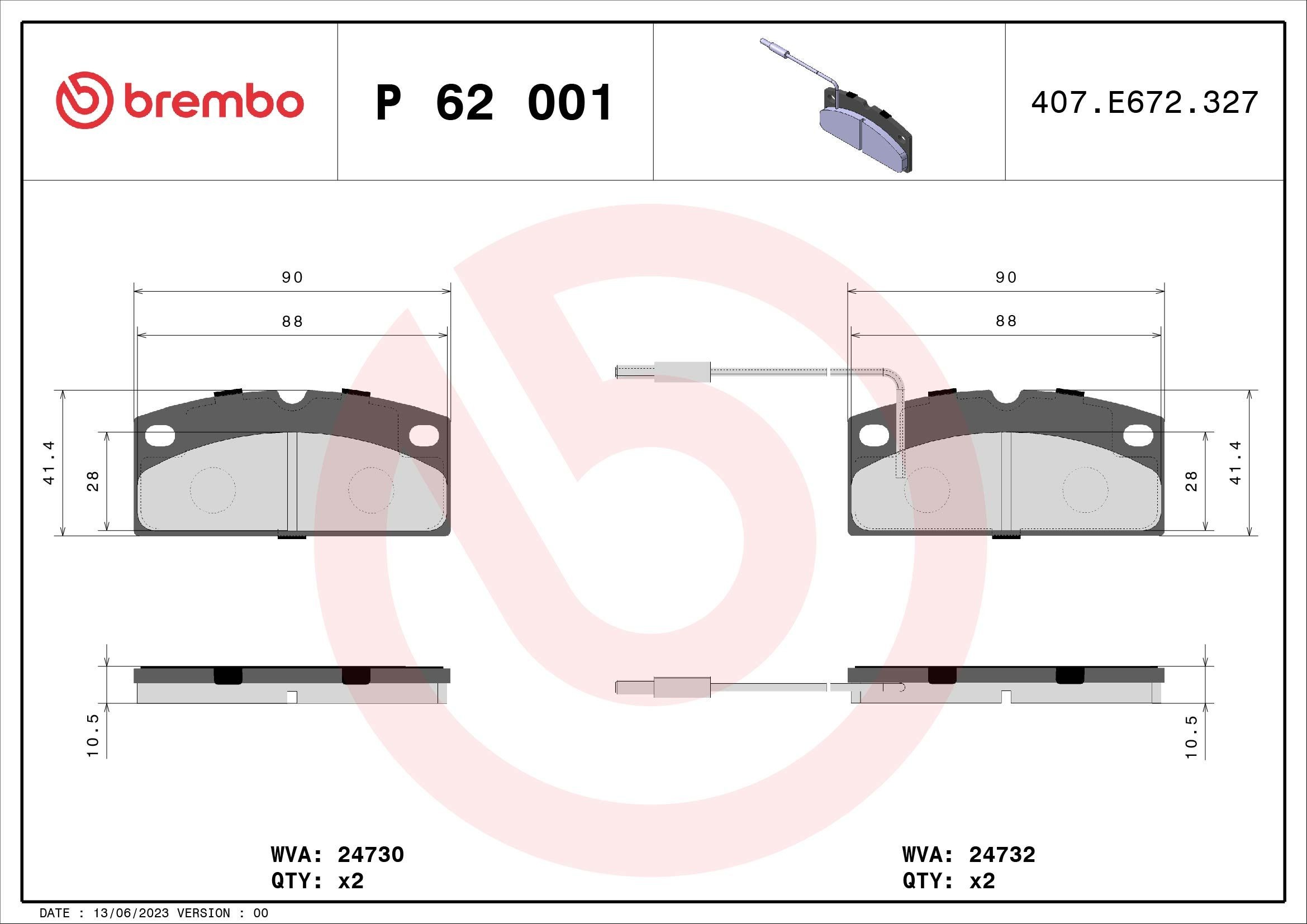 BREMBO Plaquettes de frein P 62 001 Plaquettes de frein BREMBO AIXAM Prime P 62 001