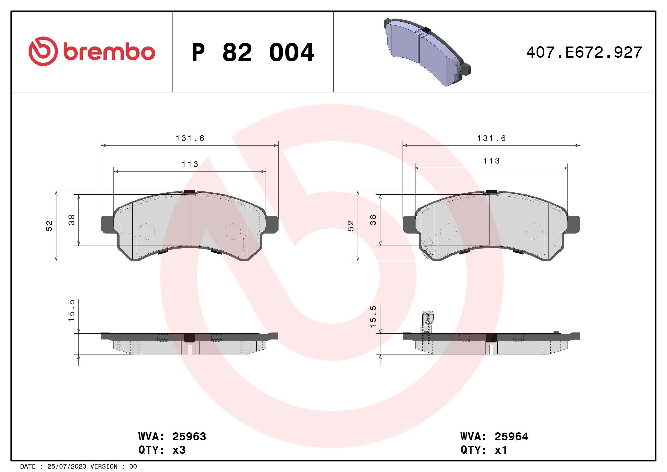BREMBO Kit pastiglie freni P 82 004 BREMBO P 82 004 Kit pastiglie freni TATA (TELCO) Indica Vista 1.4 LPG 75 CV 2014