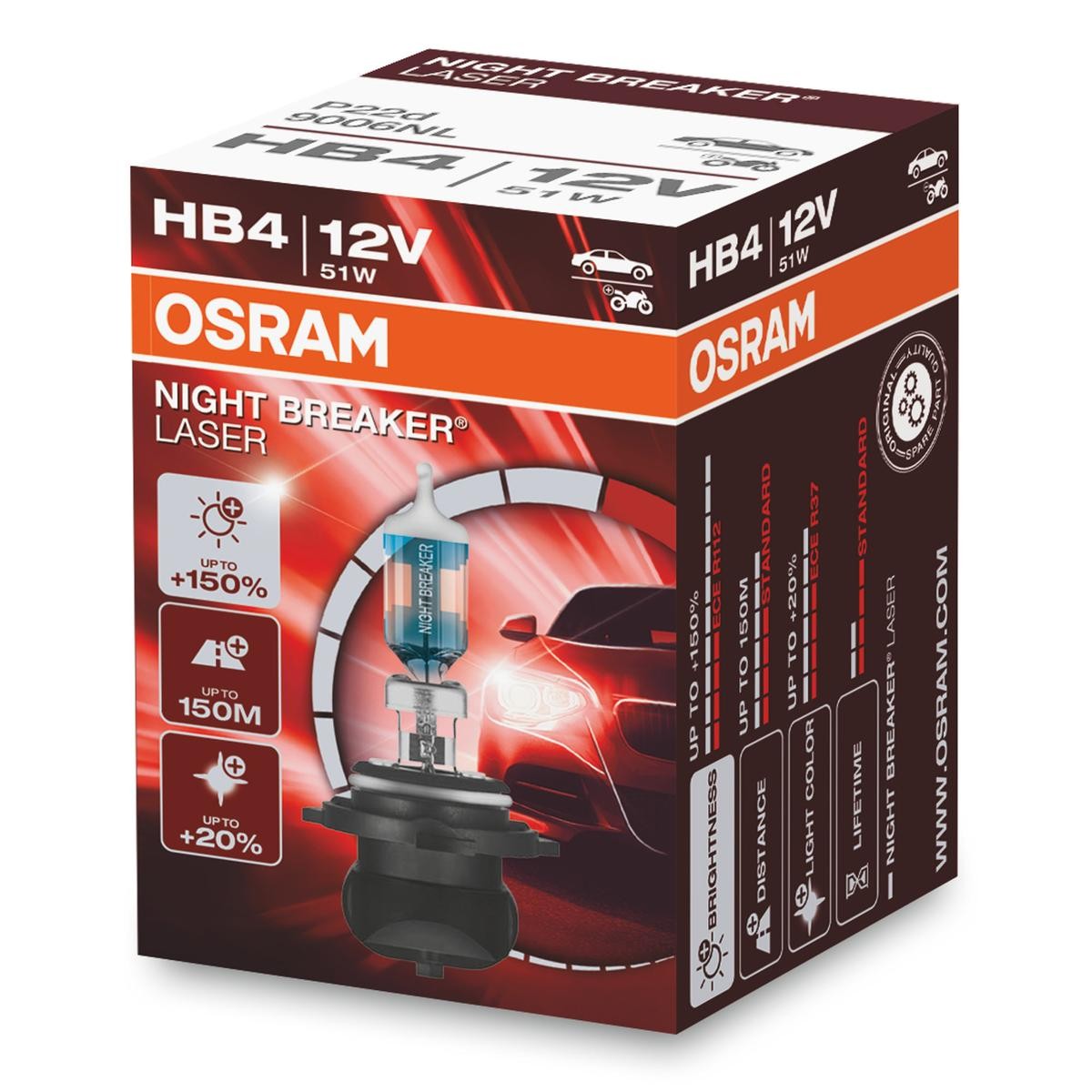 OSRAM Polttimo, kaukovalo 9006NL Kia Cerato LD sumuvalon polttimo OSRAM NIGHT BREAKER LASER next Generation 9006NL