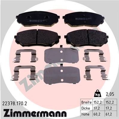 ZIMMERMANN Remblokken 22378.170.2 Hyundai SANTA FE Remblokset ZIMMERMANN 22378.170.2