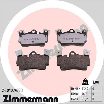 Pastilhas de travão ZIMMERMANN 24010.965.1 ZIMMERMANN 24010.965.1 Pastilha de travão AUDI Q7 2012