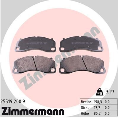 ZIMMERMANN Kit pastiglie freni 25519.200.9 ZIMMERMANN 25519.200.9 Kit pastiglie freni PORSCHE 911 Coupe (991) 3.8 GT3 475 CV 2016