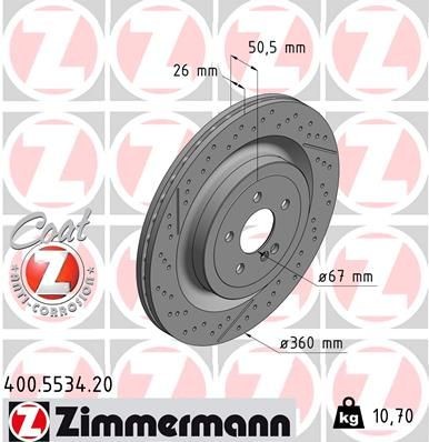 ZIMMERMANN Bromsskiva 400.5534.20 ZIMMERMANN 400.5534.20 Bromsskivor sport Mercedes C190