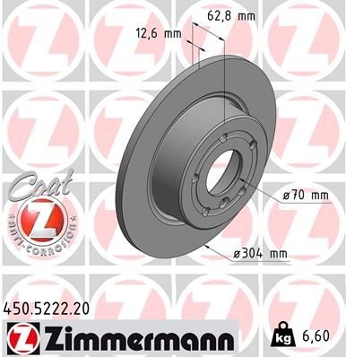 ZIMMERMANN Jarrulevy 450.5222.20 ZIMMERMANN 450.5222.20 Jarrulevy LAND ROVER Range Rover II (P38A) 4.6 4x4 213 hv 1995