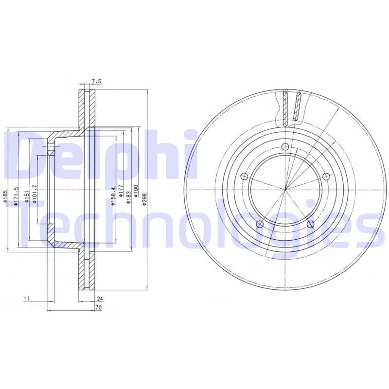 DELPHI Bremseskive BG2612C Tuning Land Rover Defender Pick-up: Bremseskive DELPHI BG2612C