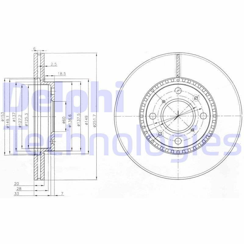 DELPHI Bremseskive BG4049C Sports bremseskiver DELPHI Opel COMBO BG4049C
