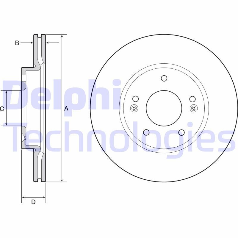 Disco freno DELPHI BG4955C DELPHI BG4955C Dischi dei freni posteriori e anteriori Hyundai IONIQ 2016