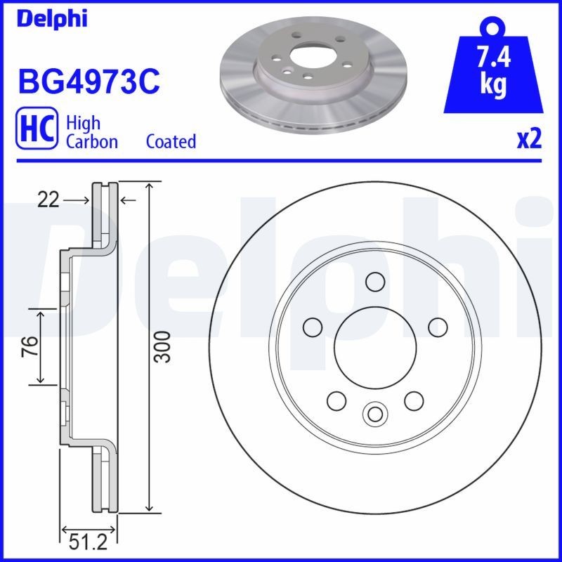 DELPHI Δισκόπλακα BG4973C DELPHI BG4973C Δισκόπλακα MAN TGE Κουτί (UY_) eTGE (35V, UXB) 136 PS 2022