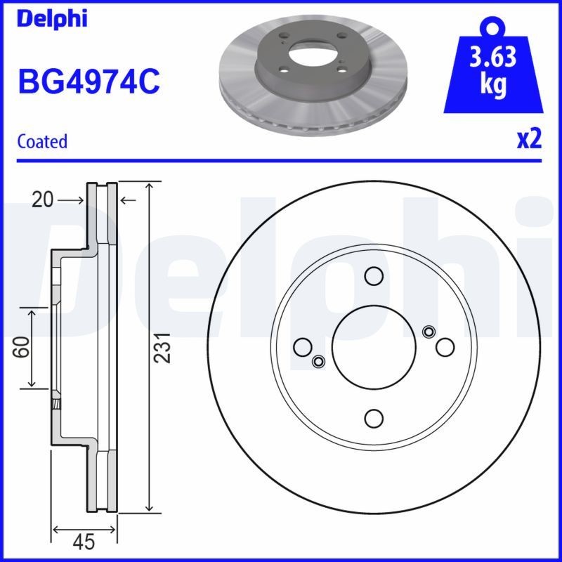 DELPHI Bromsskiva BG4974C DELPHI BG4974C Bromsskiva SUZUKI Ignis III (MF) 1.2 Hybrid AllGrip (ATK412) 83 hk 2023