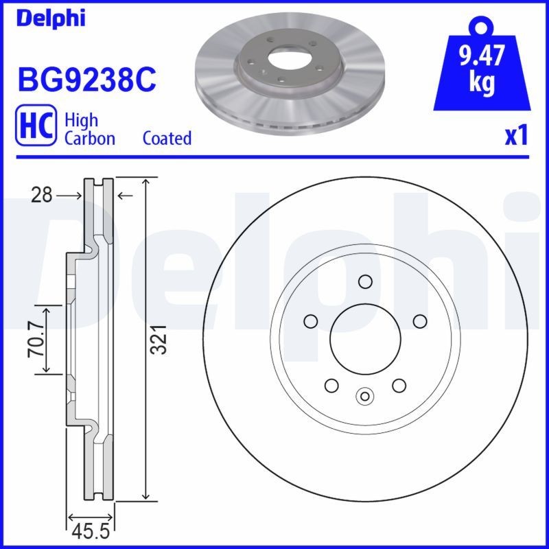 DELPHI Bremseskive BG9238C Sports bremseskiver DELPHI COMBO BG9238C billig