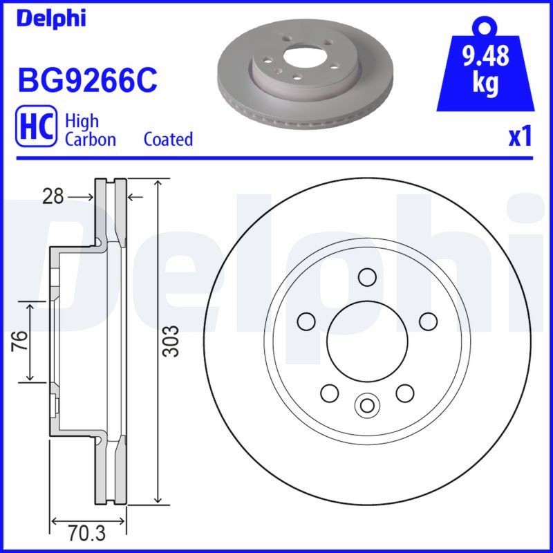 DELPHI Disco freno BG9266C DELPHI BG9266C Disco freno MAN TGE Furgonato (UY_) 2.0 TDI (UYB, UYC, UYD, 01V, 09V, 03V, 10V) 163 CV 2025
