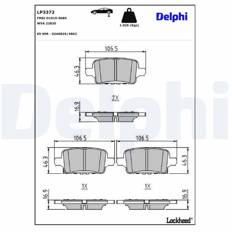 DELPHI Bremseklodser LP3372 Sports bremseklodser DELPHI KADETT LP3372 billig