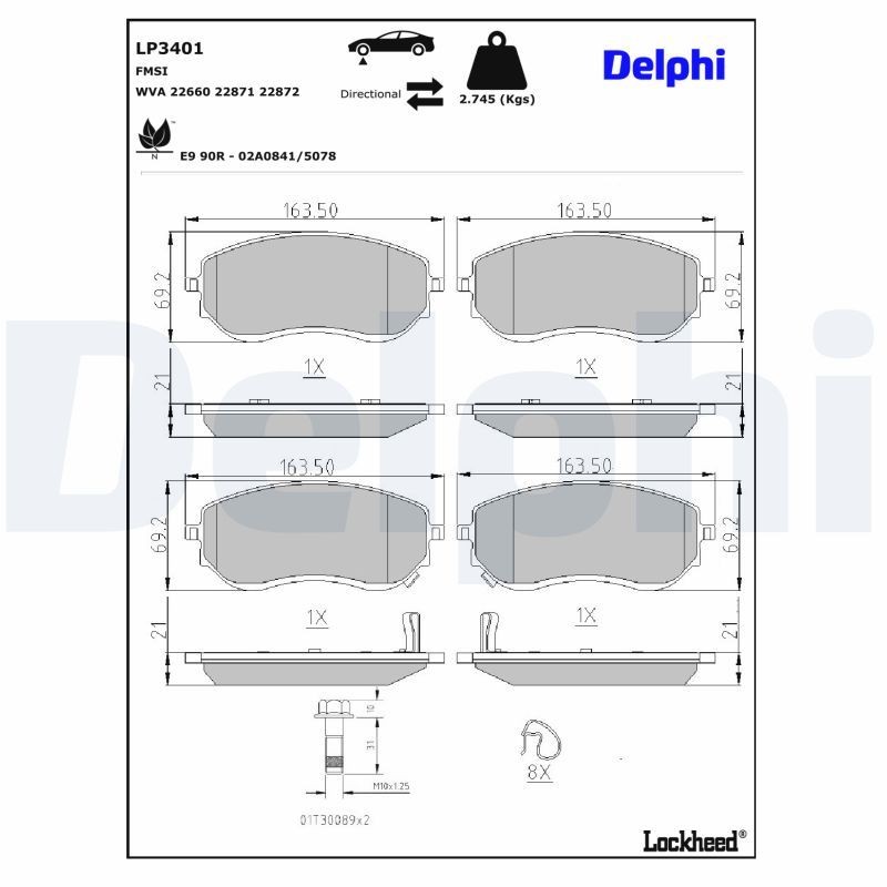 DELPHI Remblokken LP3401 DELPHI LP3401 Remblokken NISSAN NP300 Navara Pick-up (D23) 2.5 166 Pk 2023
