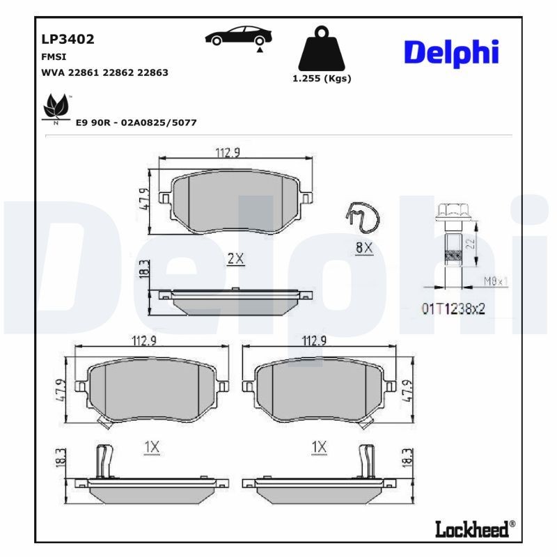 DELPHI Bremseklodser LP3402 DELPHI LP3402 Mercedes X Class 470 Bremseklodser originale pris