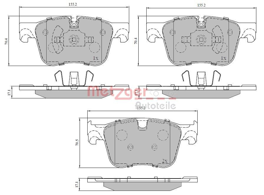 METZGER Brake pad set 1170850 CITROЁN SYNERGIE METZGER brake pads 1170850
