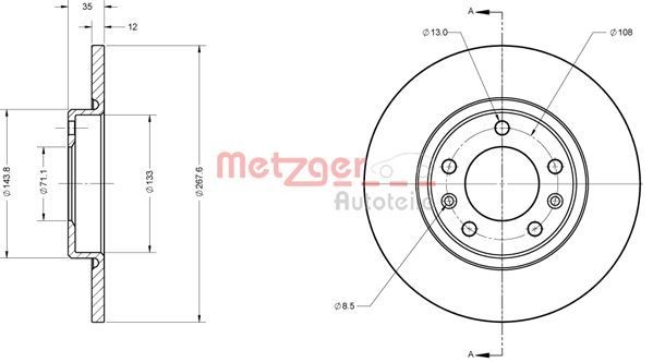 METZGER Bremseskive 6110815 Bremseskiver METZGER Opel GRANDLAND X 6110815