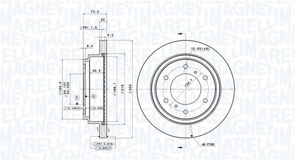 MAGNETI MARELLI Disco de travão 360406096701 Disco de travão MAGNETI MARELLI Mitsubishi SPACE WAGON 360406096701