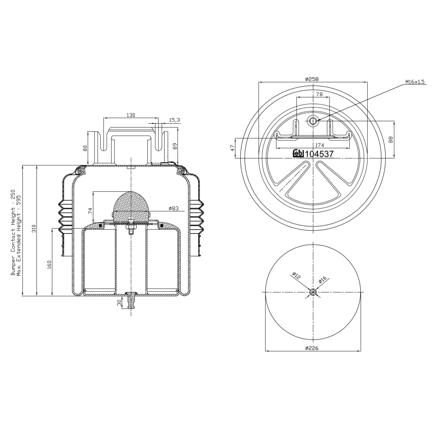 FEBI BILSTEIN Soffietto, Sospensione pneumatica 104537 104537 Soffietto, sospensione pneumatica VOLVO XC70 FEBI BILSTEIN costo