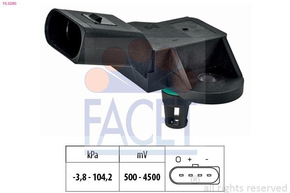FACET Trycksensor, bromskraftsförstärkare 10.3280 Byta Bromsservo Porsche Panamera 970 kostnad FACET 10.3280