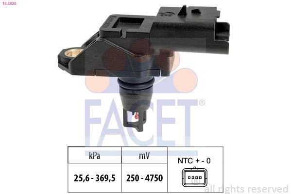 Sensor, pressão de sobrealimentação FACET 10.3328 FACET 10.3328: Sensor pressão de sobrealimentação Ford FOCUS 2006