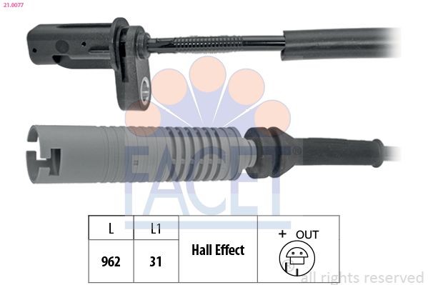 FACET ABS-givare 21.0077 SAAB hjulvarvtalssensor FACET 21.0077