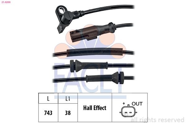 FACET Snímač počtu otáčok kolesa 21.0200 Čidlo abs FACET SCÉNIC 21.0200 lacné