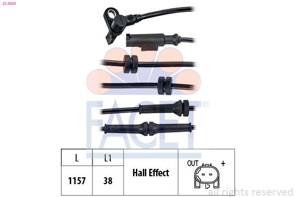 FACET Capteur ABS 21.0201 Capteur de roue ABS FACET RCZ 21.0201 pas cher
