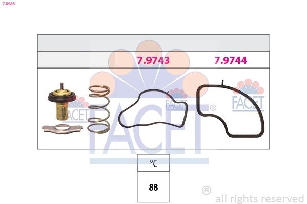 FACET Termostato motore 7.8986 FACET 7.8986 Termostato radiatore Volkswagen ATLAS originali