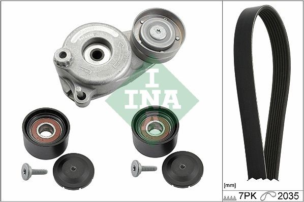 Jeu de courroies trapézoïdales à nervures INA 529 0050 10 INA 529 0050 10: Kit complet de courroies d'accessoire Mercedes Classe R 2008