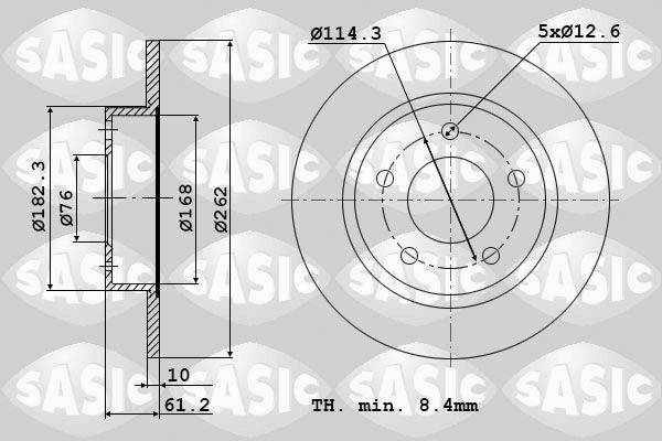 SASIC Bremsscheibe 6106359 Bremsscheiben SASIC Mazda 626 6106359