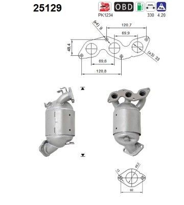 Catalyseur AS 25129 AS 25129: Précatalyseur Kia PICANTO 2017