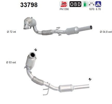 Catalyseur AS 33798 AS 33798 Pot catalyseur AUDI A1 2018