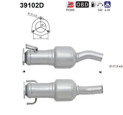 Catalyseur AS 39102D AS 39102D: Précatalyseur Iveco Daily 2001