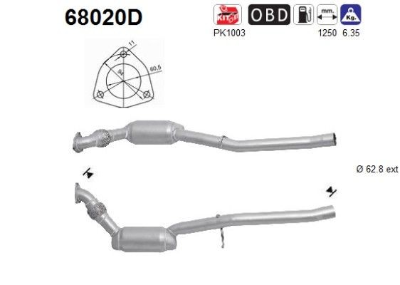 AS Catalyseur 68020D AS 68020D Pré catalyseur Land Rover Freelander 2 pas cher