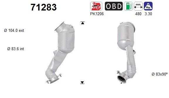 Catalyseur AS 71283 AS 71283: Pot catalytique Mercedes Classe E 2015
