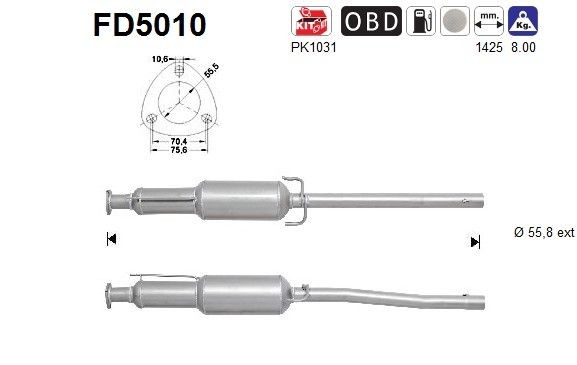 Tahmafilter AS FD5010 AS FD5010 Kübemefilter SAAB 9-5 2008