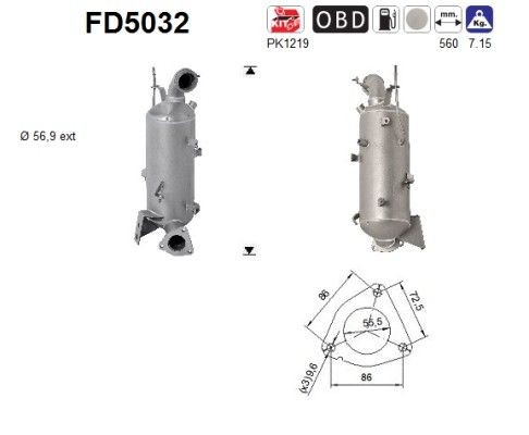 Partikkelfilter AS FD5032 AS FD5032 Dpf Opel ZAFIRA 2021