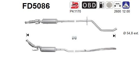 Filtro de partículas AS FD5086 AS FD5086 Filtro de fuligem partículas PEUGEOT 407 2019