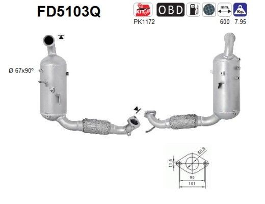 Filtre à particules AS FD5103Q AS FD5103Q FAP Ford B-MAX 2020