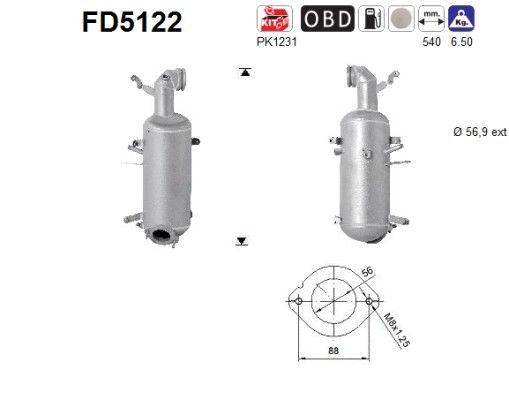 Partikelfilter (DPF) AS FD5122 AS FD5122 Partikelfilter (DPF) JEEP CHEROKEE 2019