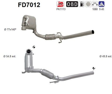 Filtre à particules AS FD7012 AS FD7012 Filtre à particules SEAT CORDOBA 1999