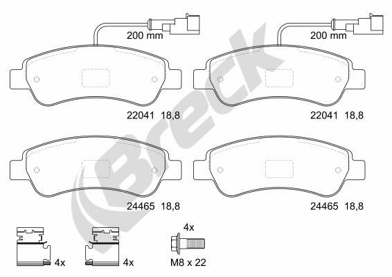 BRECK Bremseklosser 24465 00 703 10 Bremsebelegg BRECK Fiat BRAVO 24465 00 703 10