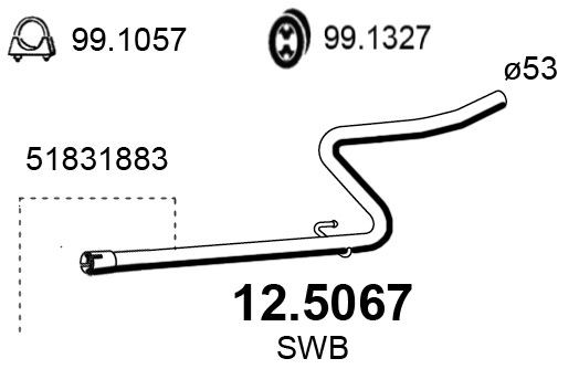 ASSO Tubo gas scarico 12.5067 12.5067 Tubo gas scarico ASSO OPEL VECTRA costo