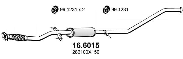 Midtre lydpotte ASSO 16.6015 ASSO 16.6015 Mellomlyddemper HONDA FR-V 2010